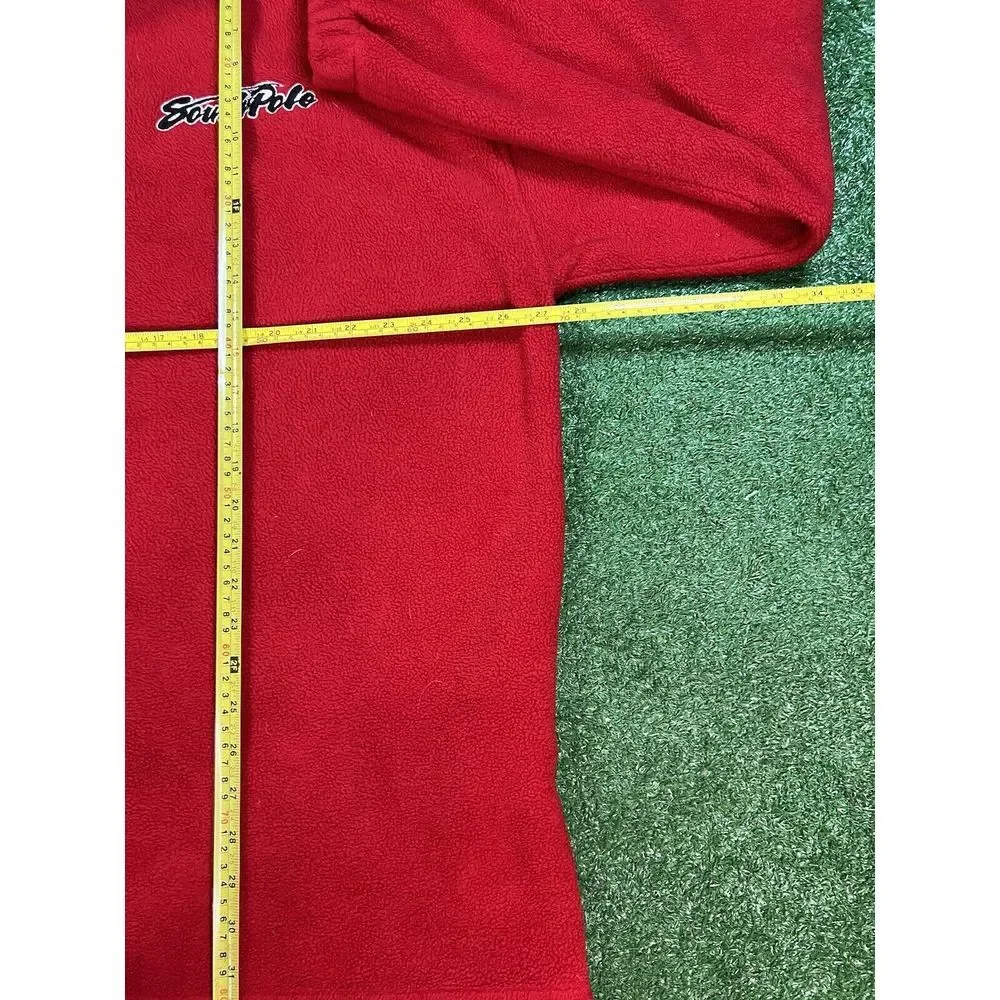 Vtg Southpole Fleece Pullover‎ 1/4 Zip Red Mens Size LG 90s 2000s Y2k Baggy